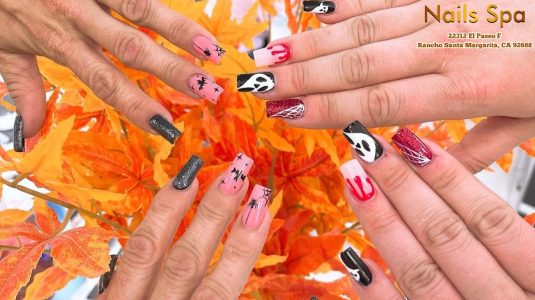 Halloween nail art ideas with N & K Nails Spa – local nail salon near me Rancho Santa Margarita, CA 92688